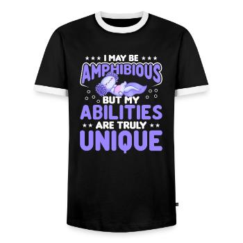 Axolotl Amphibians Salamanders cute axolotl - Men's Ringer Shirt - black/white - Front - AI Model Female 172 light (172cm) & AI Model Male 178 light (178cm)