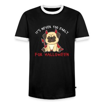 Pug it's never too early for Halloween devils - Men's Ringer Shirt - black/white - Front - AI Model Female 172 light (172cm) & AI Model Male 178 light (178cm)