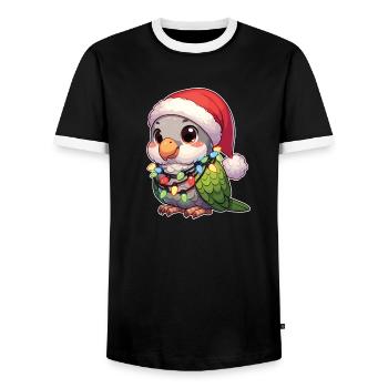 Noël guirlandes lumineuses perruche moine - T-shirt contrasté Homme - noir/blanc - Devant - AI Model Female 172 light (172cm) & AI Model Male 178 light (178cm)
