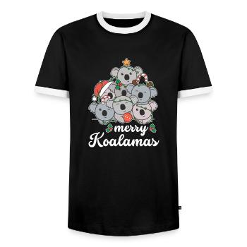 Joyeux Noël Koalama Pun Koala - T-shirt contrasté Homme - noir/blanc - Devant - AI Model Female 172 light (172cm) & AI Model Male 178 light (178cm)