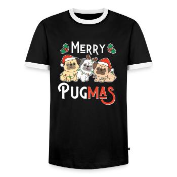 Le jeu de mots de Merry Pugma Carlin Noël - T-shirt contrasté Homme - noir/blanc - Devant - AI Model Female 172 light (172cm) & AI Model Male 178 light (178cm)