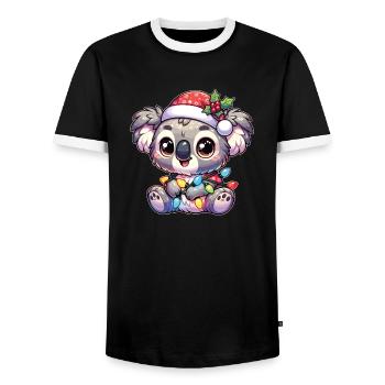 Père Noël chapeau Noël guirlandes lumineuses Koala - T-shirt contrasté Homme - noir/blanc - Devant - AI Model Female 172 light (172cm) & AI Model Male 178 light (178cm)