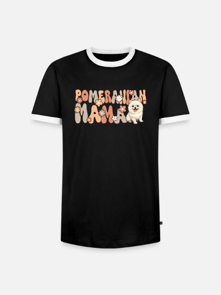 Zwergspitz Groovy Zwergspitz Mama - Männer Kontrast-T-Shirt - Schwarz/Weiß