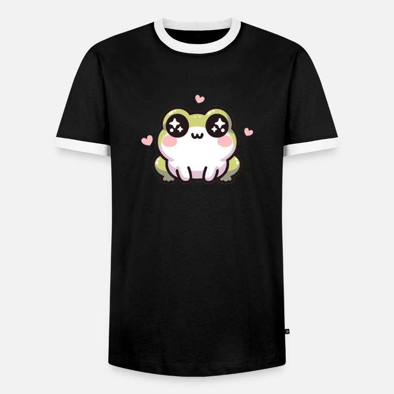 Kawaii Frog Cute Pattern - Men's Ringer Shirt - black/white