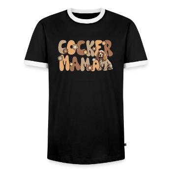 Cocker anglais Épagneul Groovy Cocker Maman - T-shirt contrasté Homme - noir/blanc - Devant - AI Model Female 172 light (172cm) & AI Model Male 178 light (178cm)