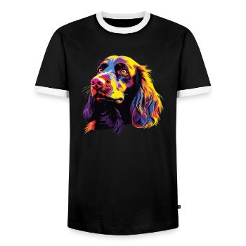 Épagneul Boykin coloré aquarelle - T-shirt contrasté Homme - noir/blanc - Devant - AI Model Female 172 light (172cm) & AI Model Male 178 light (178cm)