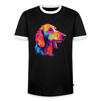 Watercolor Colorful Bedlington Terrier - Men's Ringer Shirt - black/white - Front - AI Model Female 172 light (172cm) & AI Model Male 178 light (178cm)