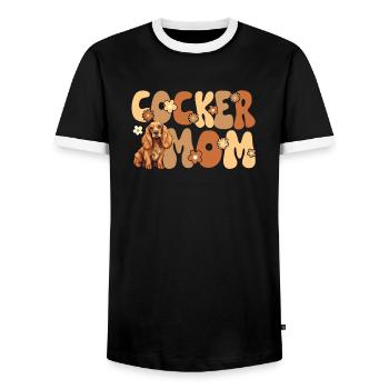 Cocker Spaniel Groovy Cocker Mom - Men's Ringer Shirt - black/white - Front - AI Model Female 172 light (172cm) & AI Model Male 178 light (178cm)