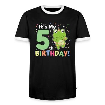 Grenouille pour les enfants de 5 ans de cinq ans - T-shirt contrasté Homme - noir/blanc - Devant - AI Model Female 172 light (172cm) & AI Model Male 178 light (178cm)