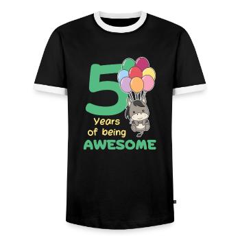 Âne pour les enfants de 5 ans de cinq ans - T-shirt contrasté Homme - noir/blanc - Devant - AI Model Female 172 light (172cm) & AI Model Male 178 light (178cm)