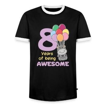 Hippopotame pour les enfants de 8 ans de huit ans - T-shirt contrasté Homme - noir/blanc - Devant - AI Model Female 172 light (172cm) & AI Model Male 178 light (178cm)
