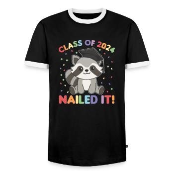 Kids Class of 2024 nailed it Waschbär - Männer Kontrast-T-Shirt - Schwarz/Weiß - Vorne - AI Model Female 172 light (172cm) & AI Model Male 178 light (178cm)
