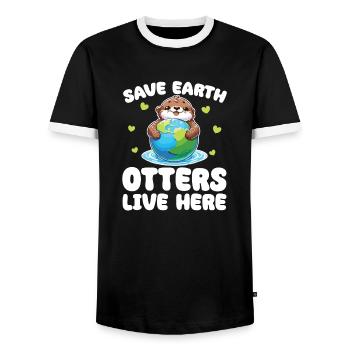 Rettet die Erde Otters leben hier Earth Day - Männer Kontrast-T-Shirt - Schwarz/Weiß - Vorne - AI Model Female 172 light (172cm) & AI Model Male 178 light (178cm)