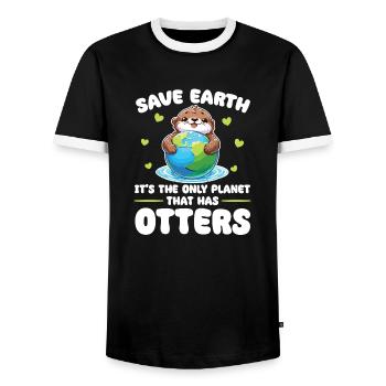Ist der einzige Planet mit Otters Earth Day - Männer Kontrast-T-Shirt - Schwarz/Weiß - Vorne - AI Model Female 172 light (172cm) & AI Model Male 178 light (178cm)