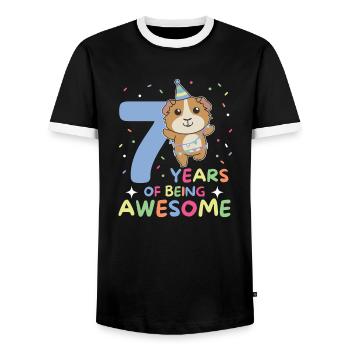 Cochon d’Inde pour les enfants de 7 ans - T-shirt contrasté Homme - noir/blanc - Devant - AI Model Female 172 light (172cm) & AI Model Male 178 light (178cm)