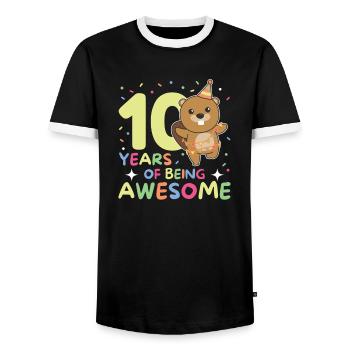 Castor pour ses 10 ans Enfants de dix ans - T-shirt contrasté Homme - noir/blanc - Devant - AI Model Female 172 light (172cm) & AI Model Male 178 light (178cm)