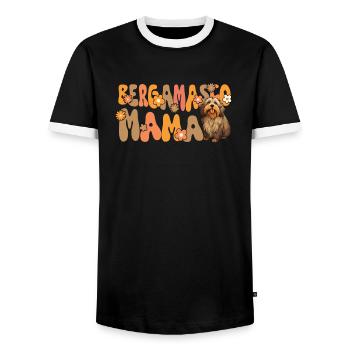 Bergamo Shepherd Dog Groovy Bergamasco Mom - Men's Ringer Shirt - black/white - Front - AI Model Female 172 light (172cm) & AI Model Male 178 light (178cm)