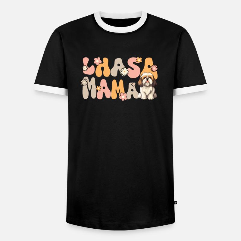 Lhasa Apso Groovy Lhasa Mama - Männer Kontrast-T-Shirt - Schwarz/Weiß