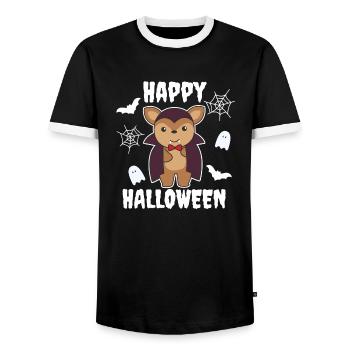 Cerf Joyeux Halloween Mignon Diable Vampire Costume - T-shirt contrasté Homme - noir/blanc - Devant - AI Model Female 172 light (172cm) & AI Model Male 178 light (178cm)