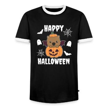 Wombat Joyeux Halloween Citrouille Chauve-souris Costume - T-shirt contrasté Homme - noir/blanc - Devant - AI Model Female 172 light (172cm) & AI Model Male 178 light (178cm)