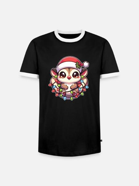 Weihnachten Lichterkette Kurzkopfgleitbeutler - Männer Kontrast-T-Shirt - Schwarz/Weiß
