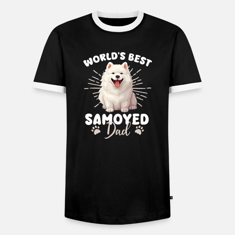 Samoyed Groovy Samoyed Dad - Men's Ringer Shirt - black/white