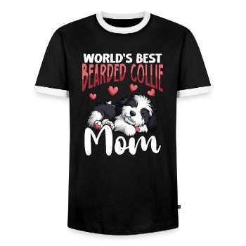 Bearded Collie Dog Beardie Mom - Men's Ringer Shirt - black/white - Front - AI Model Female 172 light (172cm) & AI Model Male 178 light (178cm)