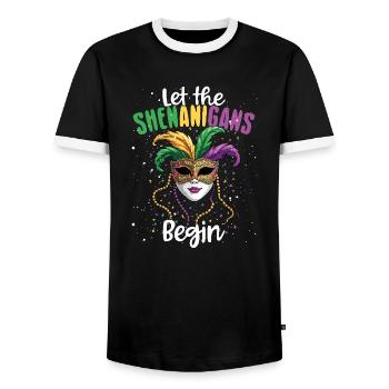 Lassen Sie Die Spielereien Den Karneval Beginnen - Männer Kontrast-T-Shirt - Schwarz/Weiß - Vorne - AI Model Female 172 light (172cm) & AI Model Male 178 light (178cm)