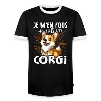 Je m’en fous je suis un Corgi - sweet corgi - T-shirt contrasté Homme - noir/blanc - Devant - AI Model Female 172 light (172cm) & AI Model Male 178 light (178cm)
