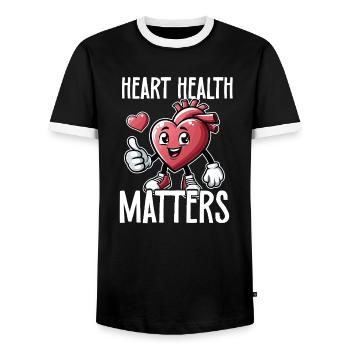 Support in raising awareness of - Men's Ringer Shirt - black/white - Front - AI Model Female 172 light (172cm) & AI Model Male 178 light (178cm)