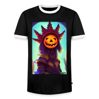 Happy Halloween Pumpkin King Monster - Men's Ringer Shirt - black/white - Front - AI Model Female 172 light (172cm) & AI Model Male 178 light (178cm)