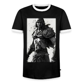 Krieger Schwert Vintage Schwarz Weiß 1 - Männer Kontrast-T-Shirt - Schwarz/Weiß - Vorne - AI Model Female 172 light (172cm) & AI Model Male 178 light (178cm)
