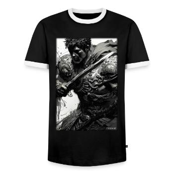 Krieger Schwert Vintage Schwarz Weiß 5 - Männer Kontrast-T-Shirt - Schwarz/Weiß - Vorne - AI Model Female 172 light (172cm) & AI Model Male 178 light (178cm)
