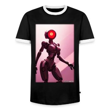 Robot Future Science Sci-Fi Machine - Men's Ringer Shirt - black/white - Front - AI Model Female 172 light (172cm) & AI Model Male 178 light (178cm)