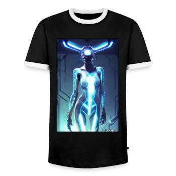 Roboter Zukunft Wissenschaft Sci-Fi Maschine - Männer Kontrast-T-Shirt - Schwarz/Weiß - Vorne - AI Model Female 172 light (172cm) & AI Model Male 178 light (178cm)