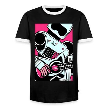 Robot Guitare Guitariste Future Musicien - T-shirt contrasté Homme - noir/blanc - Devant - AI Model Female 172 light (172cm) & AI Model Male 178 light (178cm)