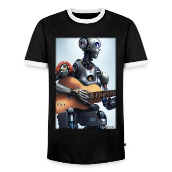 Robot Guitare Guitariste Future Musicien - T-shirt contrasté Homme - noir/blanc - Devant - AI Model Female 172 light (172cm) & AI Model Male 178 light (178cm)