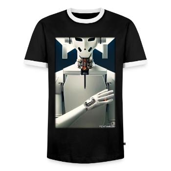Roboter Zukunft Technik Wissenschaft Android - Männer Kontrast-T-Shirt - Schwarz/Weiß - Vorne - AI Model Female 172 light (172cm) & AI Model Male 178 light (178cm)
