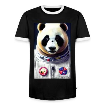 Pandabär Panda Astronaut Zukunft Sci-Fi Technik - Männer Kontrast-T-Shirt - Schwarz/Weiß - Vorne - AI Model Female 172 light (172cm) & AI Model Male 178 light (178cm)