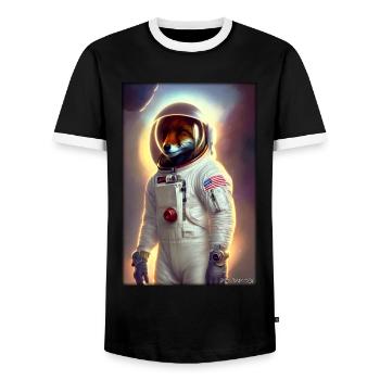Fox Wildlife Astronaut Future Sci-Fi Technology - T-shirt contrasté Homme - noir/blanc - Devant - AI Model Female 172 light (172cm) & AI Model Male 178 light (178cm)