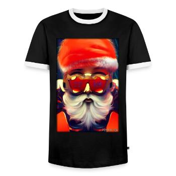 Santa Claus Christmas Future Cyber Neon Punk - Men's Ringer Shirt - black/white - Front - AI Model Female 172 light (172cm) & AI Model Male 178 light (178cm)