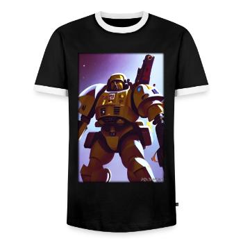 Kampfbot Roboter Supersoldat Maschine Krieger - Männer Kontrast-T-Shirt - Schwarz/Weiß - Vorne - AI Model Female 172 light (172cm) & AI Model Male 178 light (178cm)