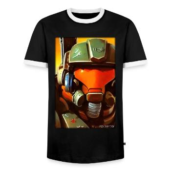 Kampfbot Robot Super Soldat Machine Guerrier - T-shirt contrasté Homme - noir/blanc - Devant - AI Model Female 172 light (172cm) & AI Model Male 178 light (178cm)