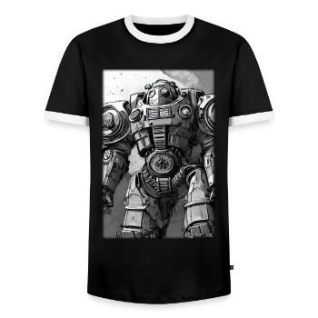 Kampfbot Robot Super Soldat Machine Guerrier - T-shirt contrasté Homme - noir/blanc - Devant - AI Model Female 172 light (172cm) & AI Model Male 178 light (178cm)