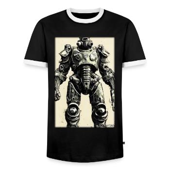 Kampfbot Robot Super Soldat Machine Guerrier - T-shirt contrasté Homme - noir/blanc - Devant - AI Model Female 172 light (172cm) & AI Model Male 178 light (178cm)