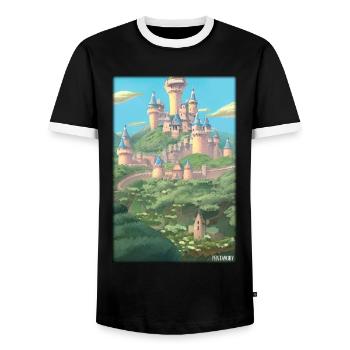Castle Castle Fortress Architecture Landscape - Men's Ringer Shirt - black/white - Front - AI Model Female 172 light (172cm) & AI Model Male 178 light (178cm)