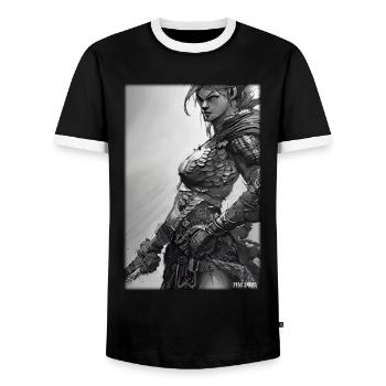 Guerrier Femme Épée Vintage Noir Blanc - T-shirt contrasté Homme - noir/blanc - Devant - AI Model Female 172 light (172cm) & AI Model Male 178 light (178cm)
