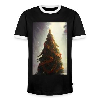 Christmas tree Christmas winter - Men's Ringer Shirt - black/white - Front - AI Model Female 172 light (172cm) & AI Model Male 178 light (178cm)