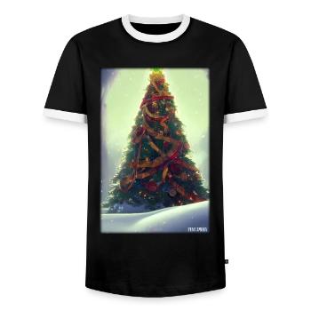 Christmas tree Christmas winter - Men's Ringer Shirt - black/white - Front - AI Model Female 172 light (172cm) & AI Model Male 178 light (178cm)