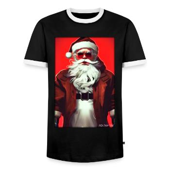 Weihnachtsmann Weihnachten Zukunft Cyber Neon Punk - Männer Kontrast-T-Shirt - Schwarz/Weiß - Vorne - AI Model Female 172 light (172cm) & AI Model Male 178 light (178cm)